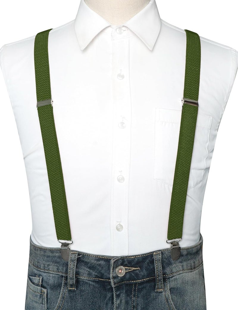 RBOCOTT Mens Solid Color Suspender with 3 Cilps Adjustable Braces - Image 3